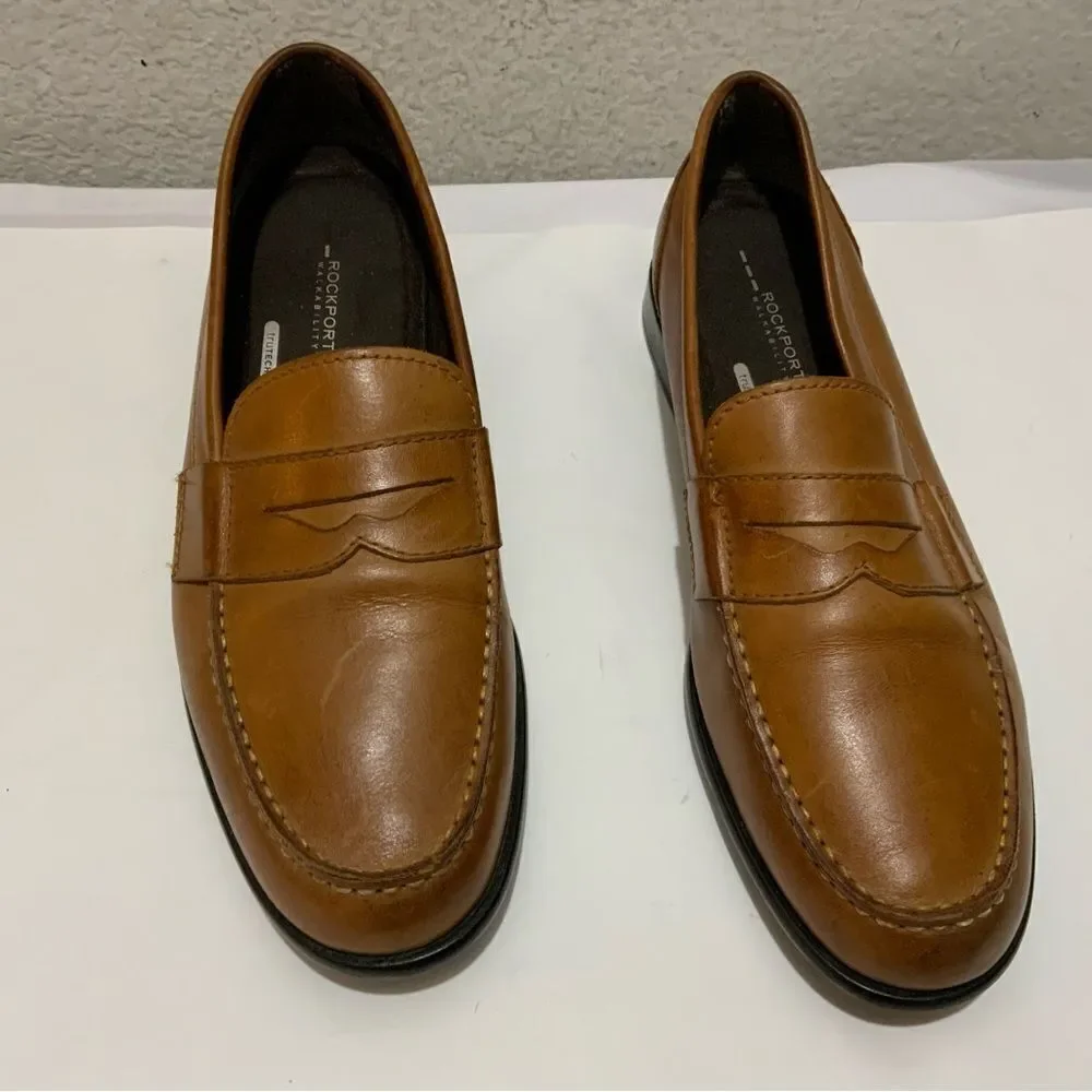 Rockport Walkability Trutech Brown Leather Slip On Casual Loafers Size 10 M